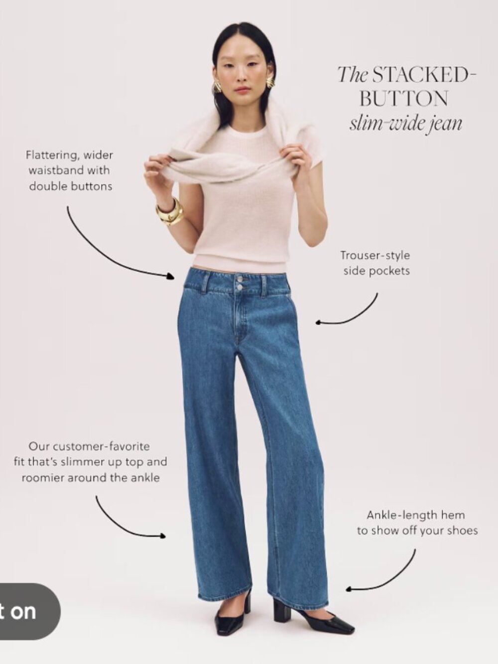 J. Crew Slim-Wide Jean with Stacked Buttons in Elaine Wash Size 28